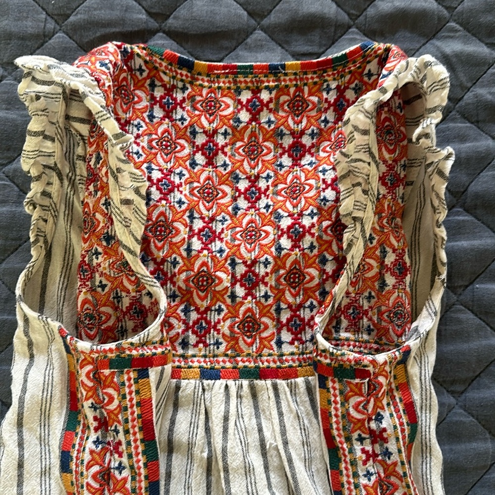 Savanna Jane embroidered cotton/linen sleeveless top size S - Picture 4 of 5